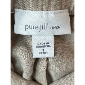 Pure Jill Linen Blend Cropped Pants Petite Size S Beige‎ Elastic Waist